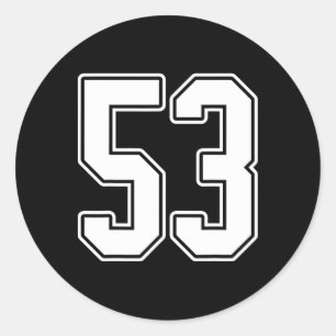 #53白のアウトライン番号53 Sports Fan Jersey Style ラウンドシール
