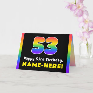 53誕生日カラフル: Rainbow # 53,名前をカスタムする カード