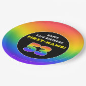 53誕生日カラフル: Rainbow # 53,名前をカスタムする ペーパープレート (アングル)