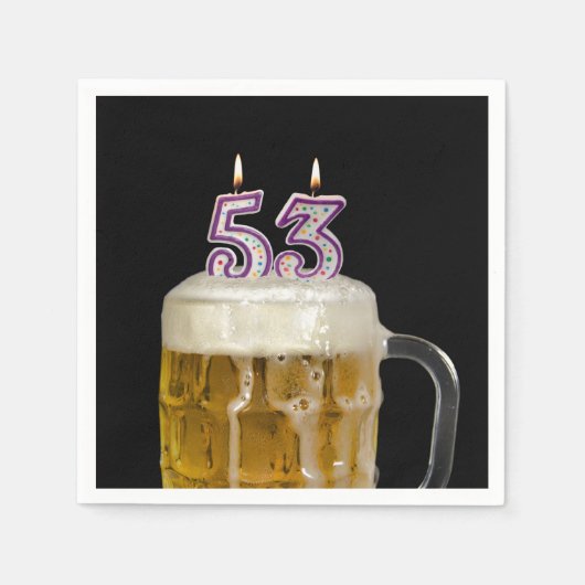 53誕生日ビールオンブラック スタンダードカクテルナプキン (正面)