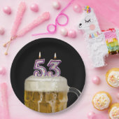 53誕生日ビールオンブラック ペーパープレート (パーティー)
