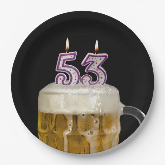 53誕生日ビールオンブラック ペーパープレート (正面)