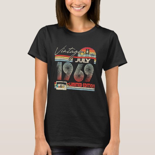 53誕生日1969年7月ヴィンテージカセット Tシャツ (正面)