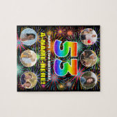 53誕生日:おもしろいレインボー#、名前をカスタムする+写真 ジグソーパズル (横)