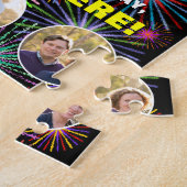 53誕生日:おもしろいレインボー#、名前をカスタムする+写真 ジグソーパズル (側面)