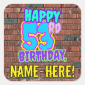 53誕生日-おもしろい、アーバングラフィティインスパイアルック スクエアシール (正面)