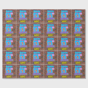 53誕生日:おもしろい、アーバングラフィティインスパイアルック ラッピングペーパー