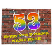 53誕生日:おもしろい、インスパイアGraffiti- Rainbow # 53 ラージペーパーバッグ (裏面)
