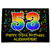 53誕生日-カラフル音楽シンボル、レインボー53 ラージペーパーバッグ (正面)