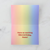 53誕生日:レインボー文字カスタム、写真&名前 カード (内部)
