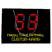 53誕生日:レッドデジタルクロックスタイル"53" +名前 ラージペーパーバッグ (裏面)