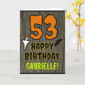 53誕生日:不気味ハロウィーンテーマ、名前をカスタムする カード (黄色い花)