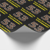 53誕生日:名前フェイク&木目パターン「53」 ラッピングペーパー (角)