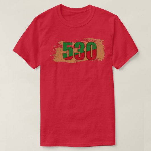 530 Californiaエリアコード1 Tシャツ (デザイン正面)