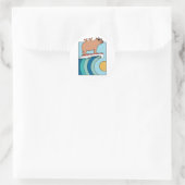 539カピバラサーフィンTシャツ ラウンドシール (バッグ)