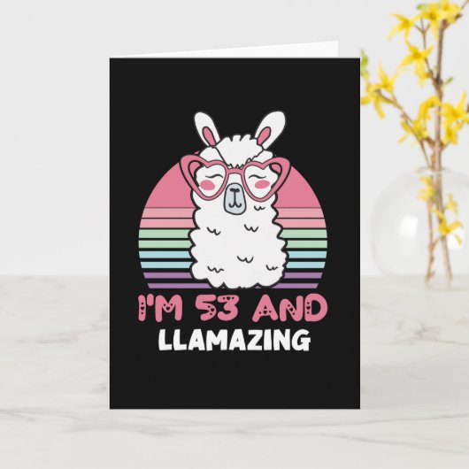 53 Year Old Bday Llamazing 53rd Birthday Llama カード (黄色い花)