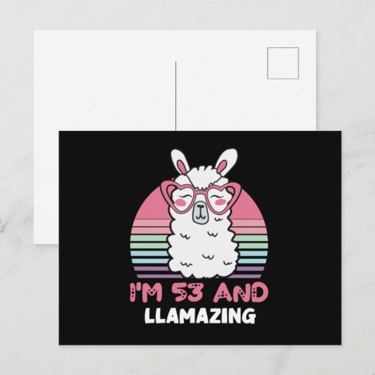 53 Year Old Bday Llamazing 53rd Birthday Llama ポストカード (正面/裏面)