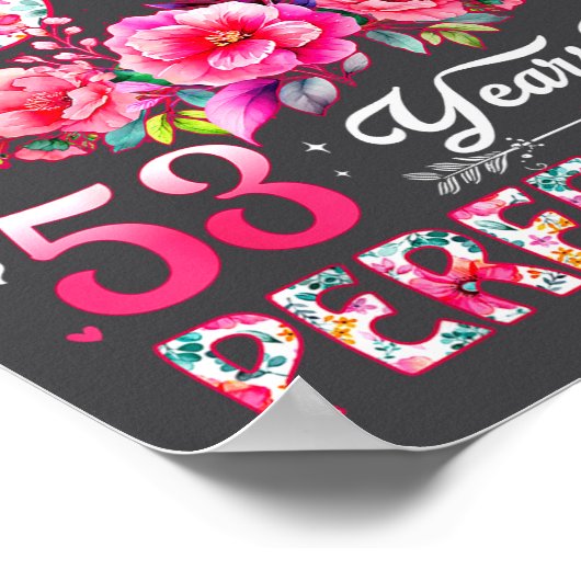 53 Year Old Made In 1973 Floral 53rd Birthday Wome ポスター (角)