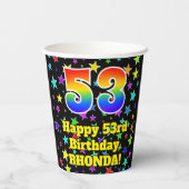 53rd Birthday: Fun Stars Pattern and Rainbow 53 紙コップ (裏面)