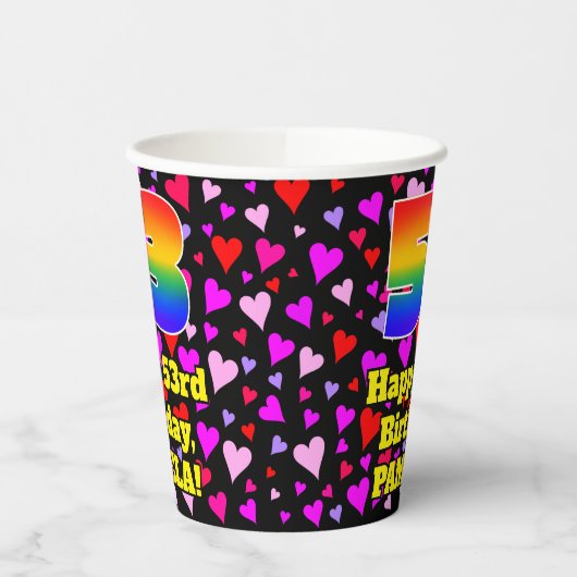 53rd Birthday: Loving Hearts Pattern, Rainbow 53 紙コップ (左)