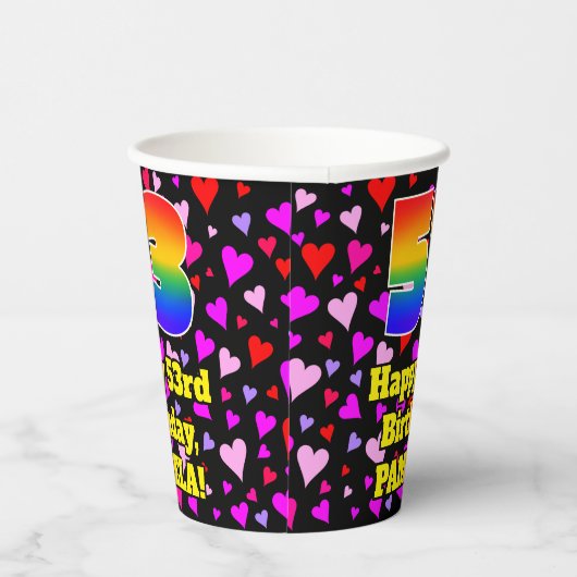 53rd Birthday: Loving Hearts Pattern, Rainbow 53 紙コップ (右)