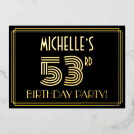 53rd Birthday Party —アールデコスタイル「53」 +名前 箔招待状