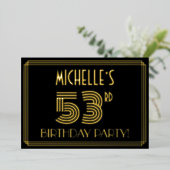 53rd Birthday Party —アールデコスタイル「53」 +名前 箔招待状 (立ち正面)