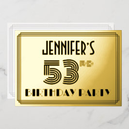 53rd Birthday Party —アールデコスタイル「53」 & Name 箔招待状