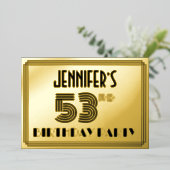 53rd Birthday Party —アールデコスタイル「53」 & Name 箔招待状 (立ち正面)