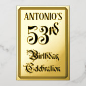 53rd Birthday Party – スクリプエレガントト+名前をカスタムする 箔招待状 (正面)