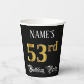 53rd Birthday Party – スクリプファンシート、フェイク金ゴールド・ルック 紙コップ (裏面)