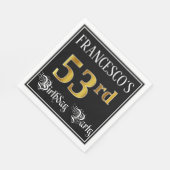 53rd Birthday Party — Fancy Script, Faux Gold Look スタンダードランチョンナプキン (角)