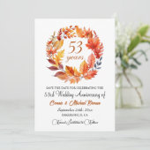 53rd Wedding Anniversary Elegant Fall Floral セーブザデート (スタンド正面)