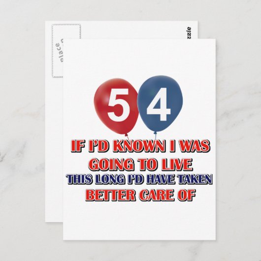 54おもしろい歳の誕生日 ポストカード (正面/裏面)