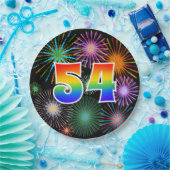 54イベント-おもしろいカラフル、はっきりした、虹54 ペーパープレート (パーティー)