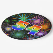 54イベント-おもしろいカラフル、はっきりした、虹54 ペーパープレート (アングル)