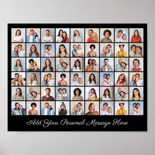 54フォトコラージュ自分の挨拶を追加 ポスター (正面)