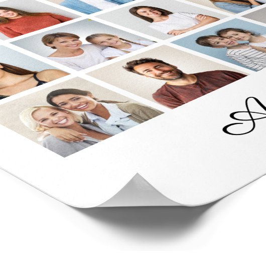 54フォトコラージュ自分の挨拶を追加 ポスター (角)