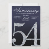 54周年 ダイヤモンド シルバー ネイビーブルー モダン 招待状 (正面)