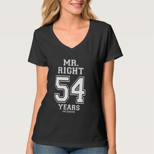 54年の右派夫婦おもしろい記念日 Tシャツ (正面)