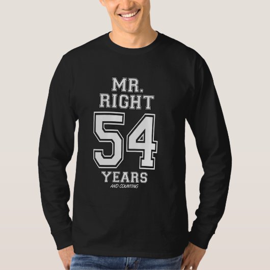 54年の右派夫婦おもしろい記念日 Tシャツ (正面)