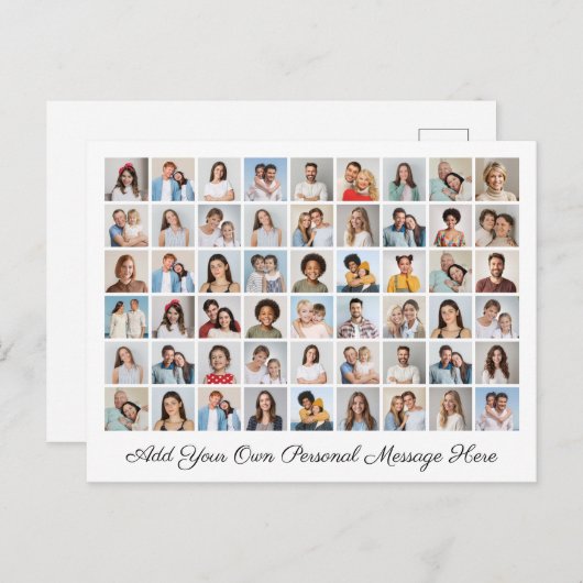 54枚の写真コラージュ 自分のメッセージを追加 ポストカード (正面/裏面)