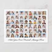 54枚の写真コラージュ 自分のメッセージを追加 ポストカード (正面)