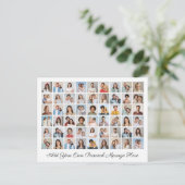 54枚の写真コラージュ 自分のメッセージを追加 ポストカード (スタンド正面)