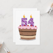 54歳のお誕生日ケーキ カード (正面/裏面インサイチュ)