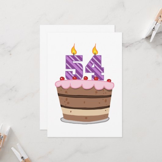 54歳のお誕生日ケーキ カード (正面/裏面インサイチュ)
