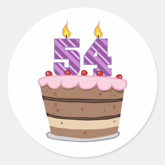 54歳のお誕生日ケーキ ラウンドシール (正面)