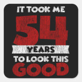 54歳の日は良い54誕生日見た スクエアシール (正面)