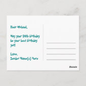 54歳の誕生日おめでとう：楽しいハート柄、虹54 ポストカード (裏面)