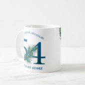 54歳の誕生日または記念日のクジャクの羽 コーヒーマグカップ (正面左)
